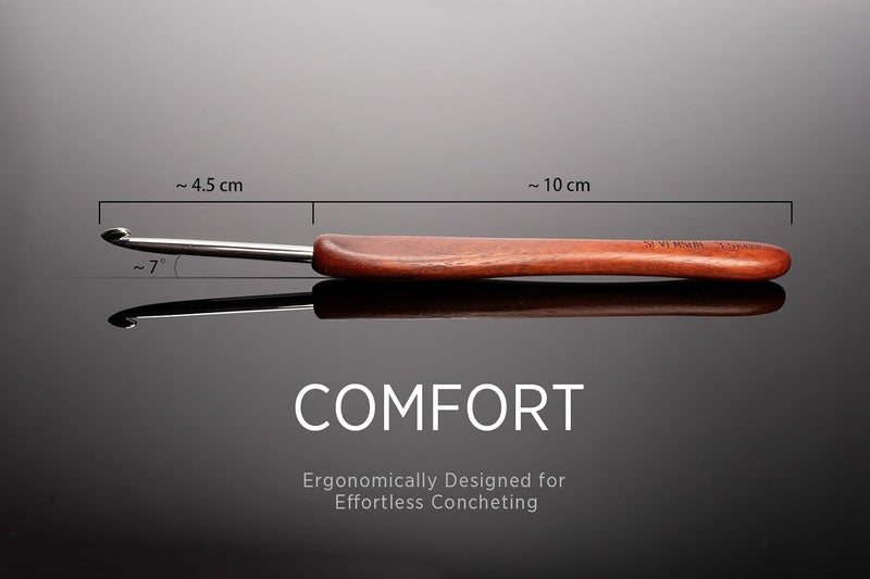 sevensun Mimosa 0.8mm Single Crochet Hook, Available in 0.6mm-6.5mm, Ergonomic Hand Polished Stainless Steel Inline Pointy Wood Handle Crochet Hook for Arthritic Hands, Mother's Day Gifts for Mom - Image 5